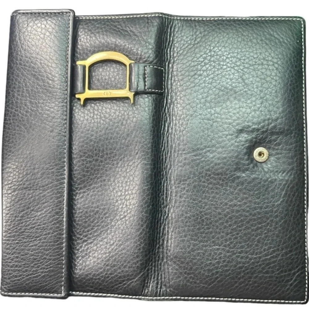🖤Christian Dior🖤 | 2001 Black Pebbled Leather Trifold Long Wallet - Picture 6 of 14